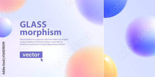 Website landing page in glassmorphism style. Lilac colored template.