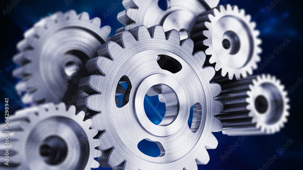 Gears connected to each other. 3D illustration Gears connected to each other. 3D illustration