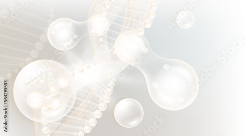 Probiotic and Hyaluronic acid skin solutions ad, white collagen, and vitamin serum drops, cosmetic advertising background ready to use, illustration vector.	