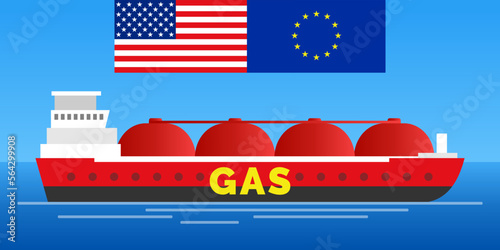 natural gas tanker transportation logistic shipping from United States of America to European Union vector illustration