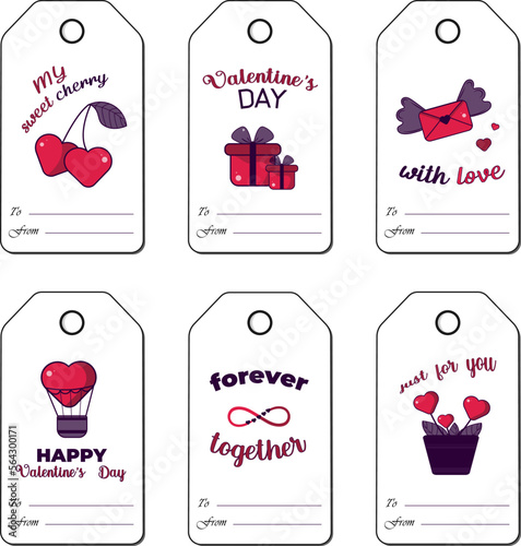 Valentine`s Day card set with cute elements. Cards, posters, brochures. Ideal for Valentine`s Day, wedding and birthday. Vector