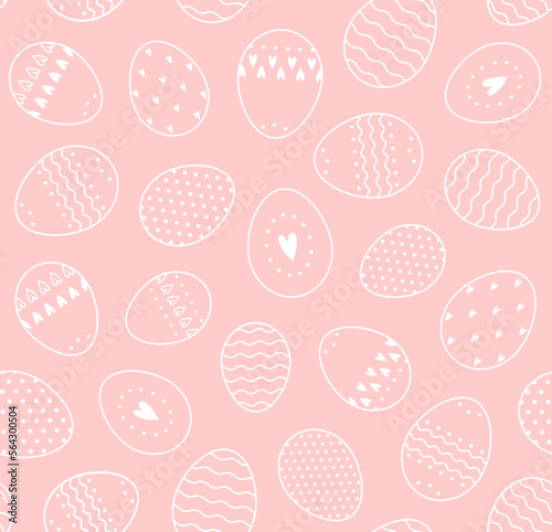 Seamless pattern with painted eggs on a pink background, Easter background