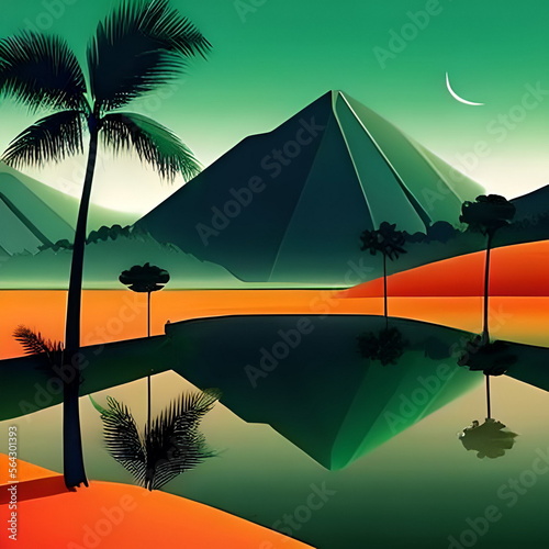 Orange and green tinge of the mountain landscape