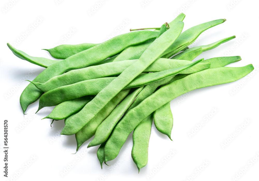 French green beans isolated on white background. Green beans are rich in protein, dietary fibres, and minerals but low in calories. French green beans isolated on white background. Green beans are rich in protein, dietary fibres, and minerals but low in calories.