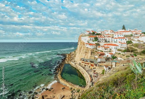 Marvelous view on Azenhas do Mar, small town  at Atlantic ocean coast.Municipality of Sintra, Portugal. photo