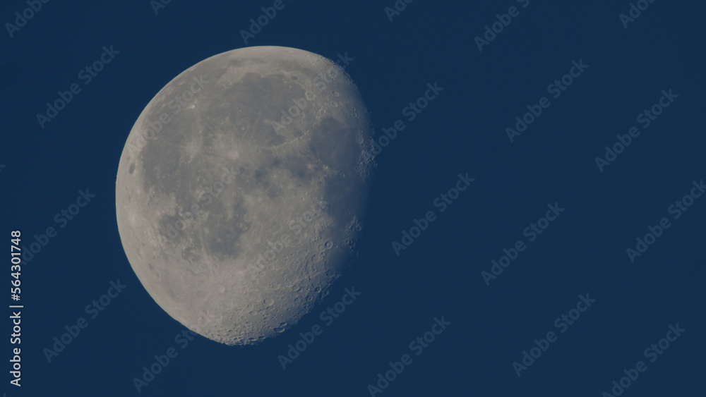 Photograph of Moon in the waning gibbous lunar phase. Photograph of Moon in the waning gibbous lunar phase.