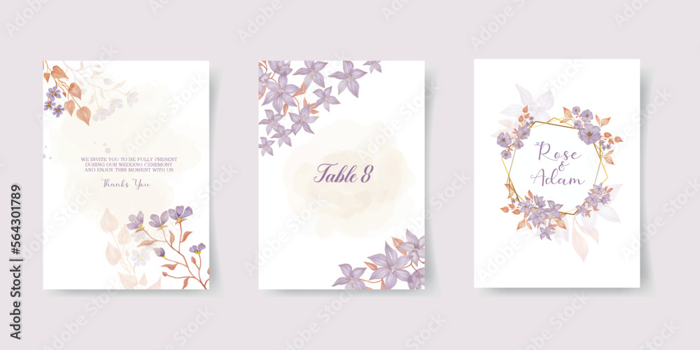 Rust orange and blush pink antique rose, beige and pale flowers, creamy peony, ranunculus, dahlia, pampas grass, fall leaves wedding vector frames. Floral watercolor arrangement. Isolated and editable