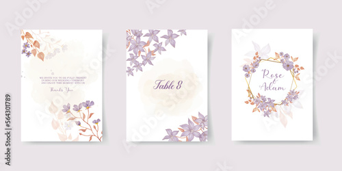 Rust orange and blush pink antique rose, beige and pale flowers, creamy peony, ranunculus, dahlia, pampas grass, fall leaves wedding vector frames. Floral watercolor arrangement. Isolated and editable