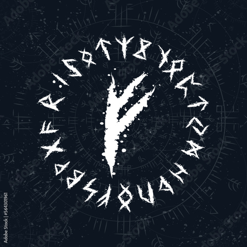 Abstract Skandinavian viking Fehu rune