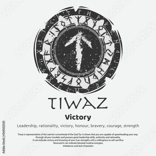Viking Tiwaz rune dark circle shield
