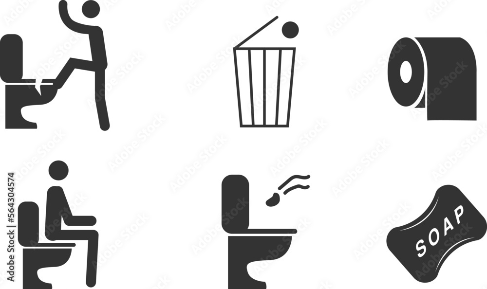 Restroom icon set washroom and bathroom symbols vector Stock Vector