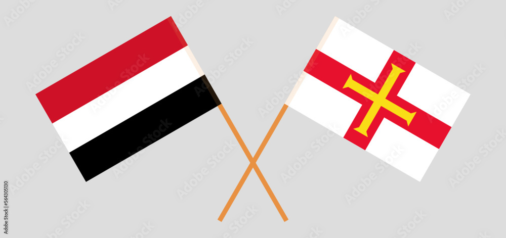 Crossed flags of Yemen and Bailiwick of Guernsey. Official colors. Correct proportion