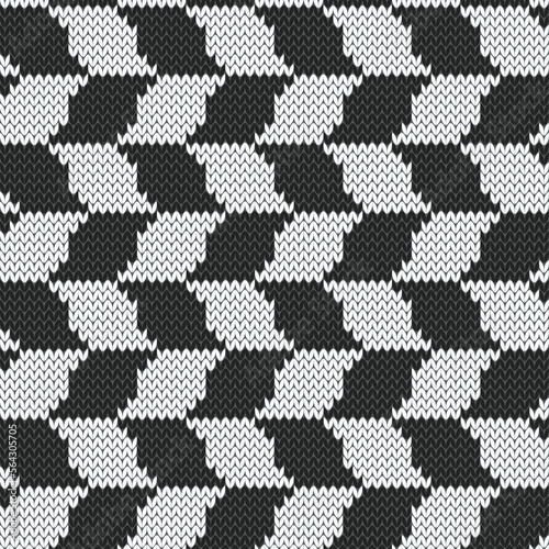 Jacquard knitted seamless pattern. Black and white graphical weaving background. Graphical vector illustration.
