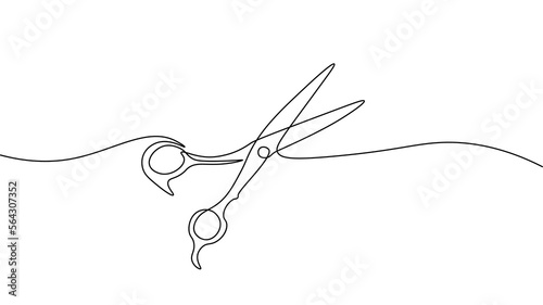 Fotografia One line continuous stylist scissors symbol concept