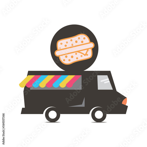 vector car for selling drinks and food, vector illustration.