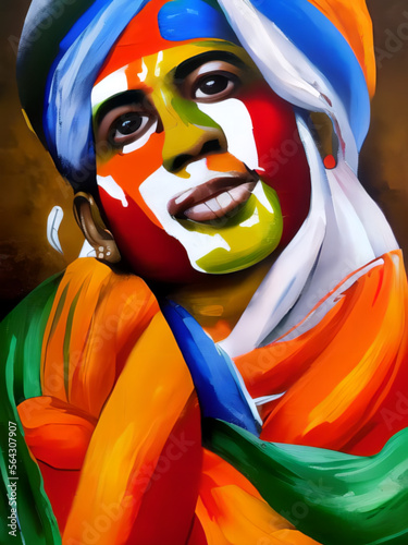 Indian Patriot with flag cloth