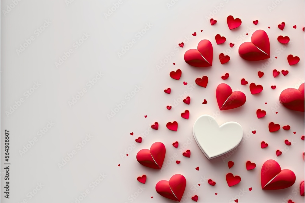 Many red hearts isolated white background for valentine's Day Generative AI