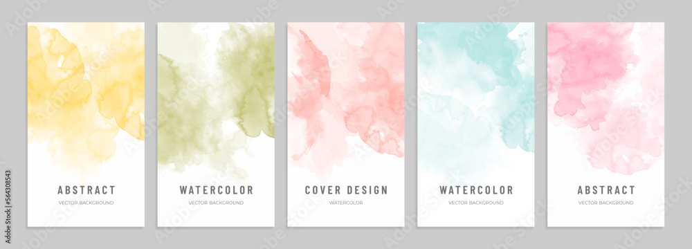 Watercolor templates set. Abstract design for cover, booklet, social media, banner, poster.	
