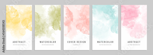 Watercolor templates set. Abstract design for cover  booklet  social media  banner  poster. 