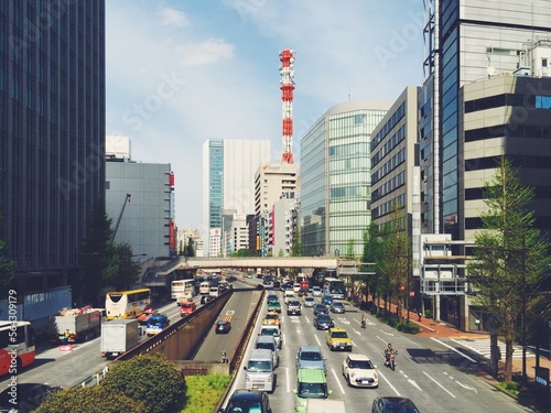 View of downtown Kyoto, Japan, from a major road