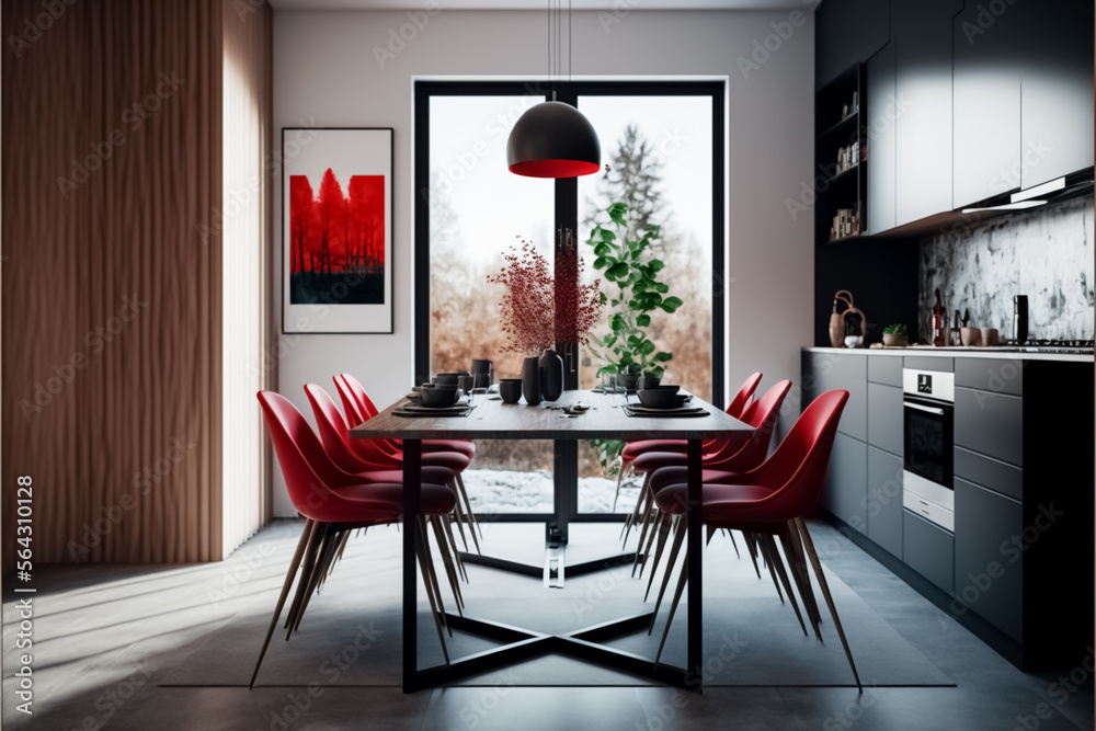 Red and black dining table and chairs new arrivals
