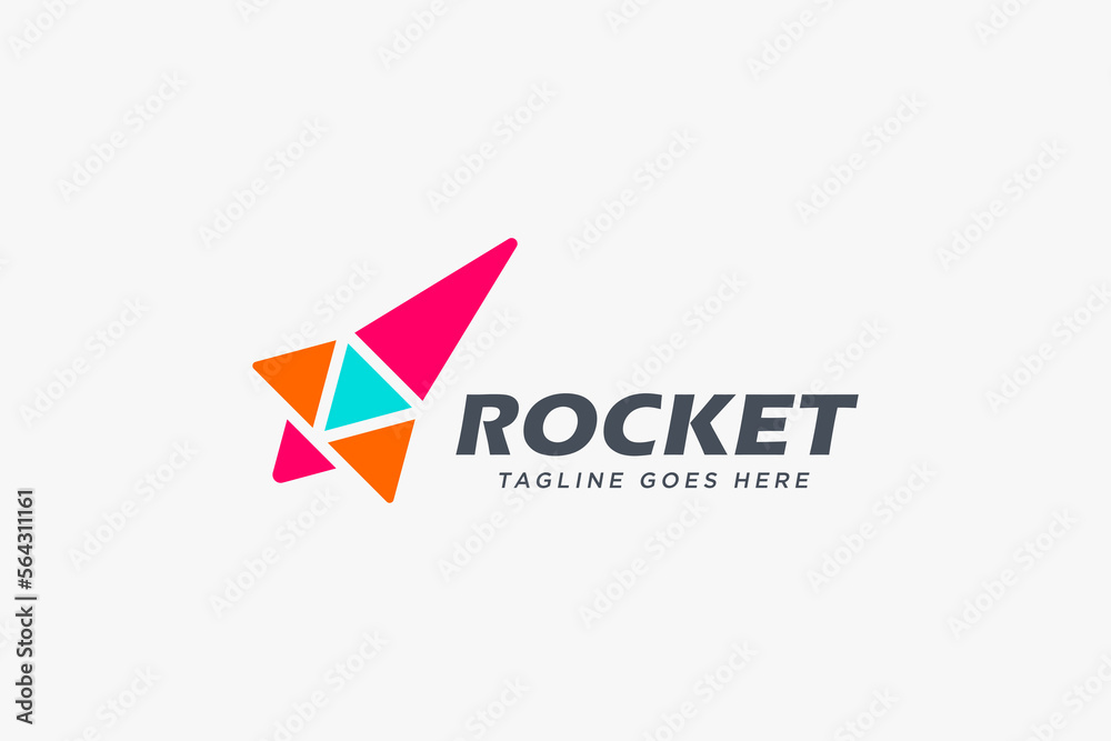 Rocket Logo. Colorful Geometric Rocket Icon isolated on White Background. Usable for Business and Technology Logos. Flat Vector Logo Design Template Element. Rocket Logo. Colorful Geometric Rocket Icon isolated on White Background. Usable for Business and Technology Logos. Flat Vector Logo Design Template Element.