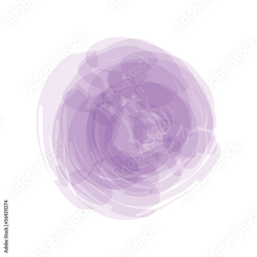 Purple violet watercolor brush element circle liquid style background.