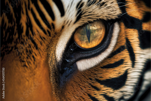 closeup of a tiger eye. Generative AI photo