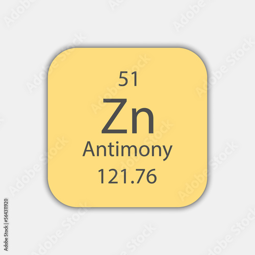 Antimony symbol. Chemical element of the periodic table. Vector illustration.