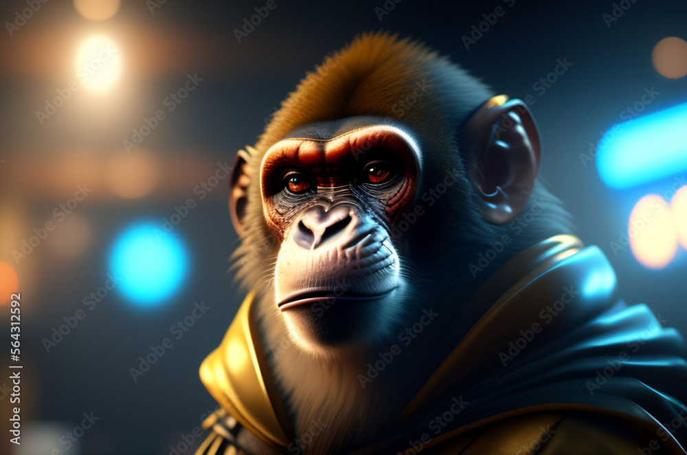 AI Digital Illustration Cinematic Monkey Portrait