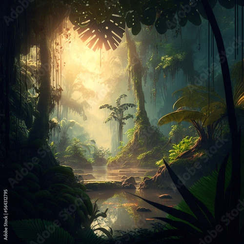 Lovely Magical Jungle Anime Art Fantasy Sunrise © Elias