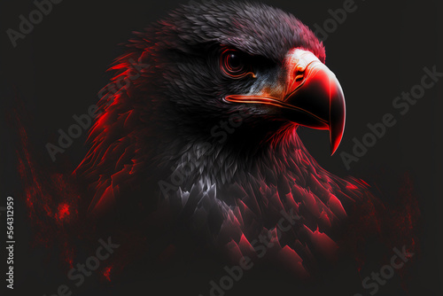 aggressive red and black digital eagle made by generative ai