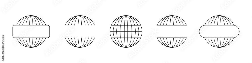 Globe icon. World vector set. Earth globe sign. Planet symbol. Black isolated globe icons set on white background. Globe icon. World vector set. Earth globe sign. Planet symbol. Black isolated globe icons set on white background.