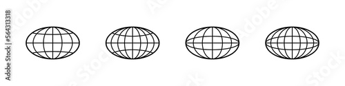 Globe icon. World vector set. Earth wide globe sign. Planet symbol flatten. Black isolated flat globe icons set on white background.. photo