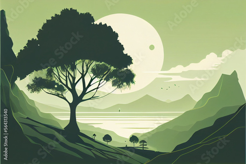 Vector illustration of a landscape Generative AI #2