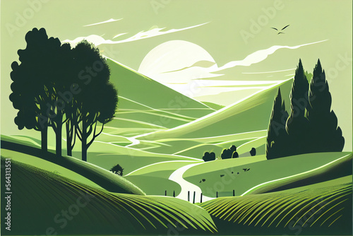 Vector illustration of a landscape Generative AI #1