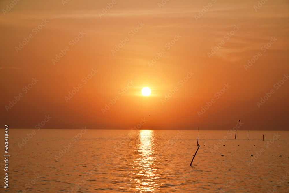 landscape of sea in sunset in Thailand 