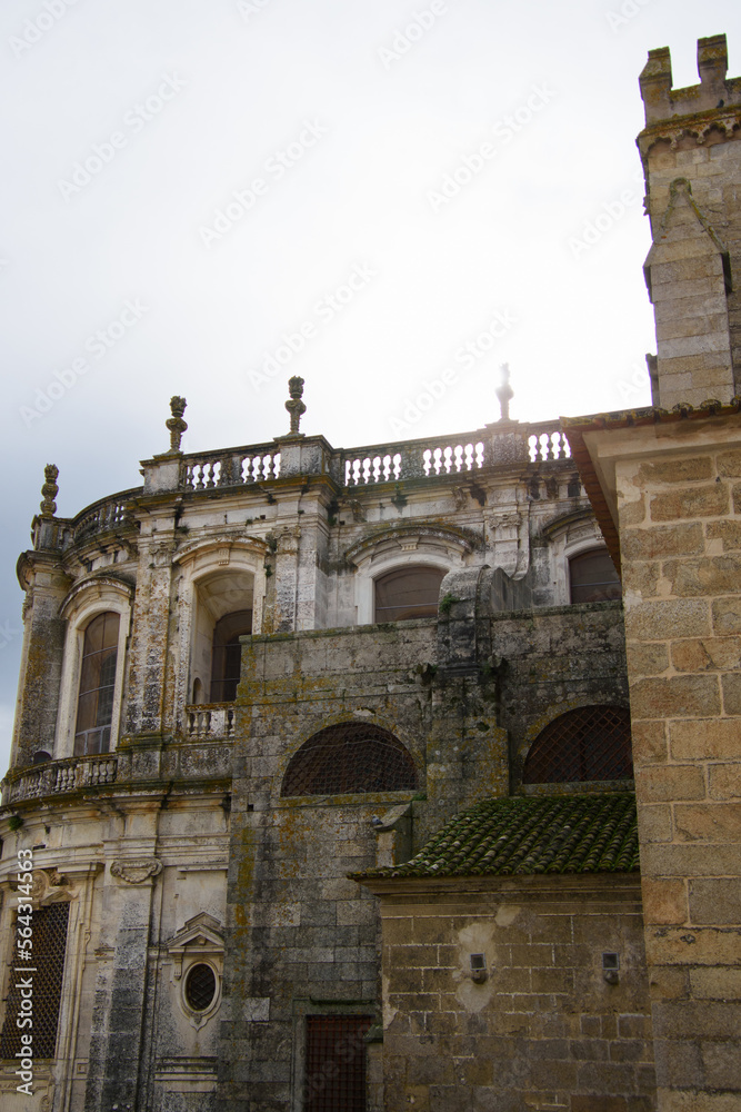 Architectural details of the pretty gothic cathedral of Evora, Portugal