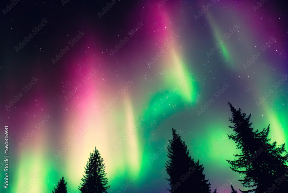 Fototapeta premium Magical and mystical northern lights. Aurora Borealis. 