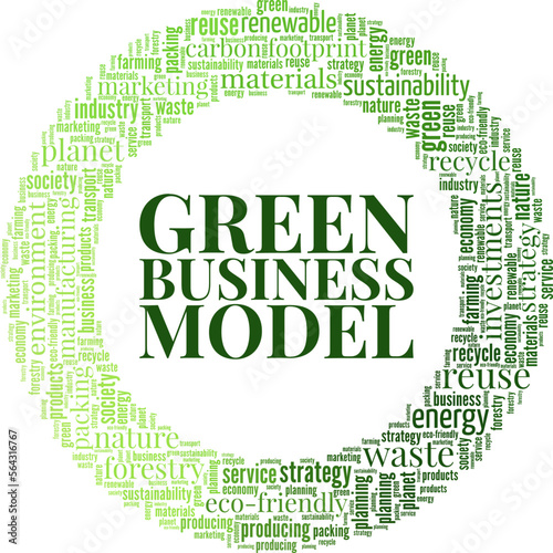 Green Business Model word cloud conceptual design isolated on white background.