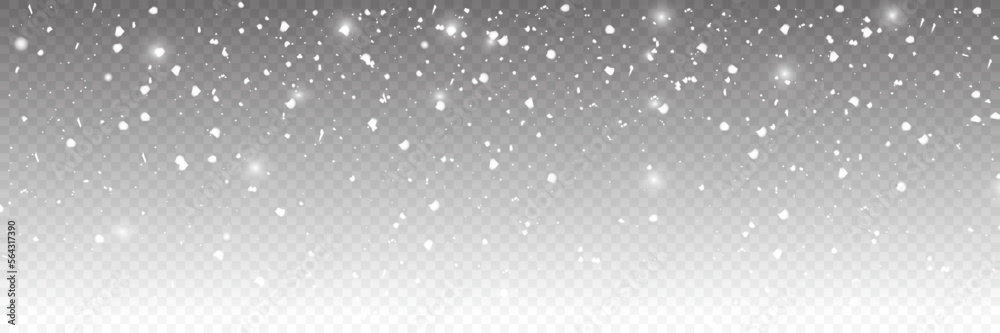 Vector falling snow overlay. Realistic shining snowfall background ...