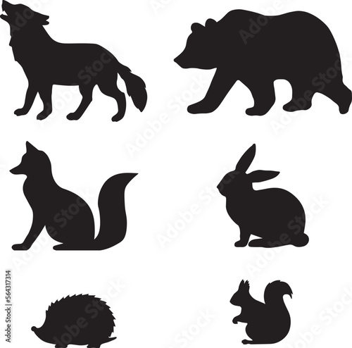 set of silhouettes of forest animals © Alfinur