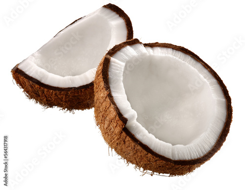Coco cortado ao meio - dois pedaços de coco photo