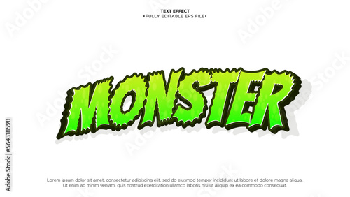 green monster 3d text effect design