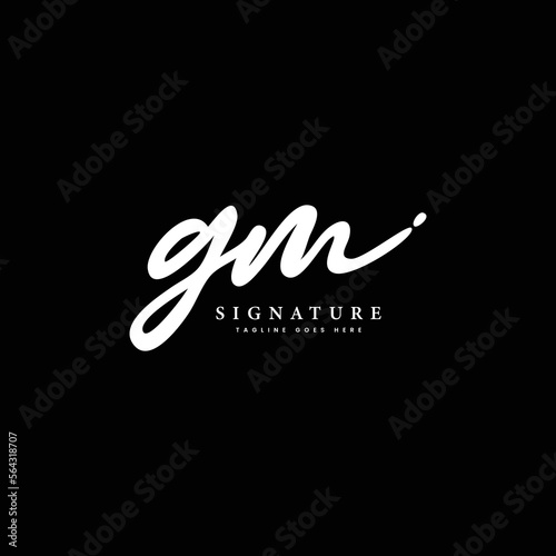 G, M, GM Initial letter handwriting and signature vector logo