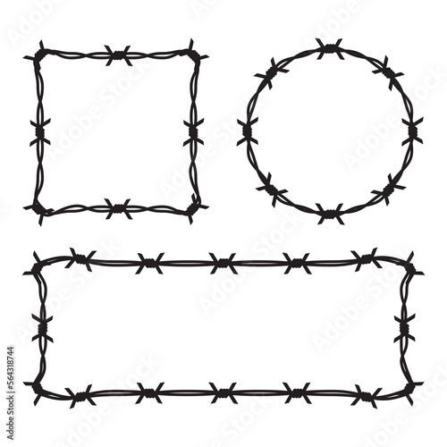 Barbed wire silhouette frame pattern graphic vector background