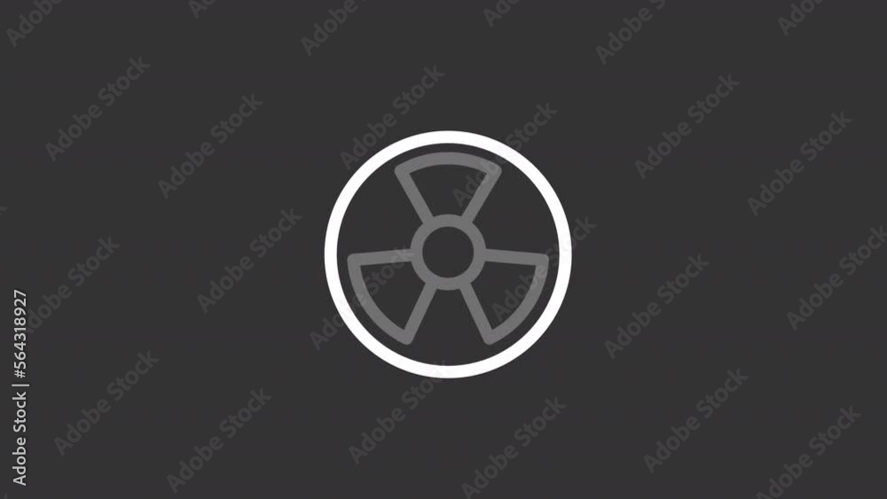 Animated radiation white line icon. Radioactive area. Hazardous object. Ecological pollution. Seamless loop HD video with alpha channel on transparent background. Motion graphic design for night mode