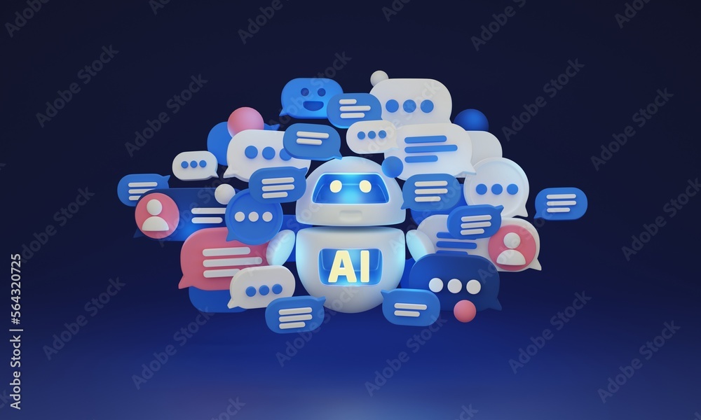 Chat GPT Virtual AI assistant and service robot, 3D illustration ...