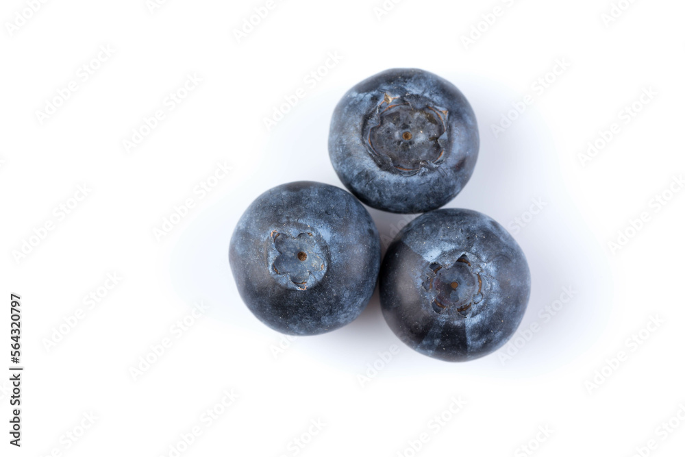 Blueberries on white background
