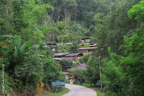 Entrance to a small village surrounded by forest Mae Kampong Village, Chiang Mai